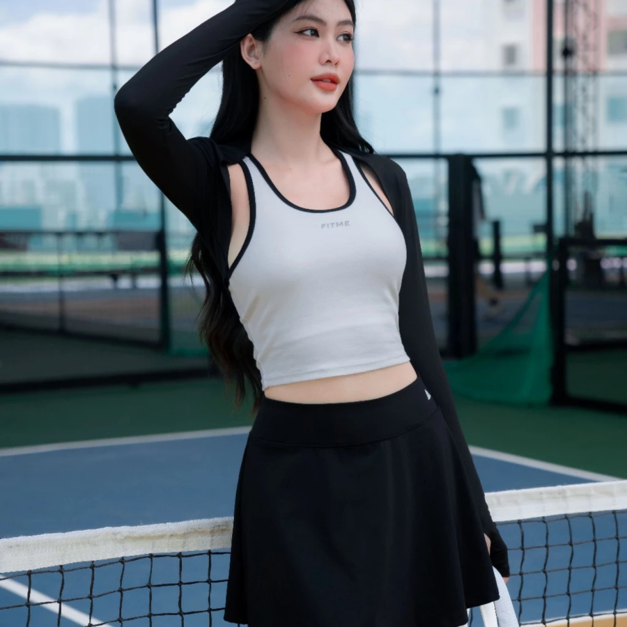 áo thể thao thiết thiết kế croptop phối viền hỗ trợ tập cầu lông